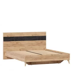 Кровать двуспальная 1600 Шелли Дуб золотой Мрамор черный