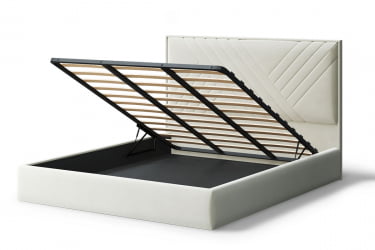 Кровать МИРА 2000*1800мм (без опор), велюр Бренди лайт 02 (серо-белый), (б/основания, б/матраса)