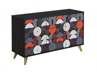 Комод Фьюжн КМ-003 АРТ Угольный камень/VINIL