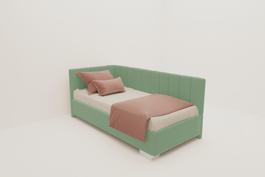 Детская кровать 120 190 ТЕРРА БЕЗ ОСНОВАНИЯ (BERHOUSE) Материал фасада: Металл/Велюр; Спальное место: 1200х1900; Цвет: Мятный