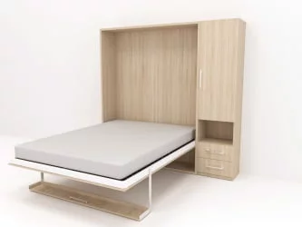 Кровать-трансформер Смарт 1 правый со шкафом 1600 Ясень шимо темный