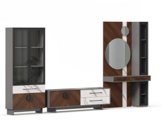 Набор мебели для гостиной Вилена №6 Серый/Орех/Монте белый