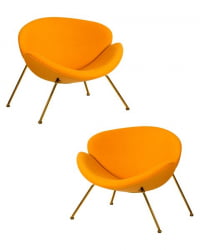 Кресло дизайнерское DOBRIN EMILY (желтая ткань AF13, золотое основание) 2 шт