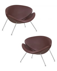 Кресло дизайнерское DOBRIN EMILY (коричневый винил YP5, хромированная сталь) 2 шт