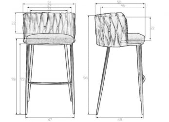 Стул барный DOBRIN EMMA ROSE GOLD (розовый велюр (VF-10)) 4 шт