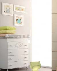 Детский комод Micuna Sweet Bear пеленальный B-970 white матрасик stars grey