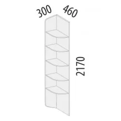 Стеллаж угловой Эверест 500.05 правый Дуб Кронберг/Белый шпон