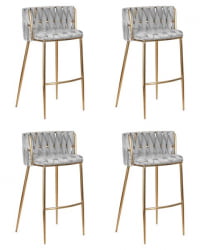 Стул барный DOBRIN EMMA GOLD (светло-серый велюр (135-37)) 4 шт