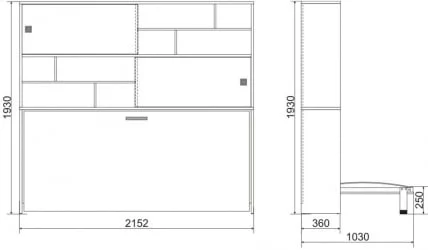 Кровать с подъёмным механизмом Смарт 3 с полками Ясень шимо темный