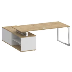 Стол руководителя с опорной греденцией, правый SHIFT SK.SRG-200 (R) Тиквуд Светлый/Белый Бриллиант