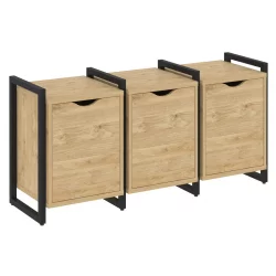 Тумба на регулируемых опорах наборная. Вариант №5 LOFT VR.L-TN-5.O Металл черный Тиквуд светлый