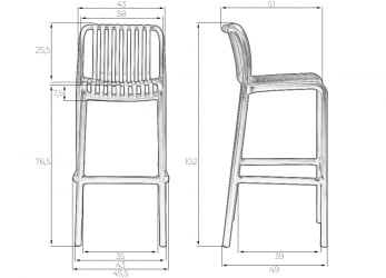 Стул барный DOBRIN CHLOE BAR Черный