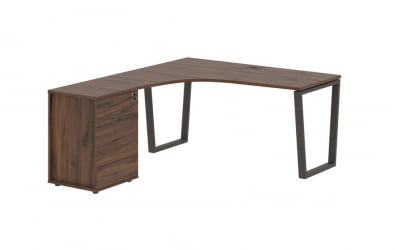 Стол эргономичный с тумбой левый EDIS EVCET 1518 L Дуб Денвер темный Мокко