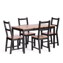 Обеденный комплект Соната (стол + 4 стула) / Sonata dining set массив сосны, стол: 120х75х73см стул :41х50х95см, антик/черный