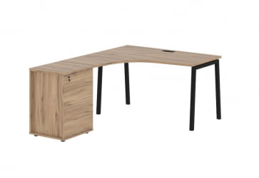 Стол эргономичный с тумбой (левый) EDIS ELCET 1318 L Дуб Денвер светлый Черный