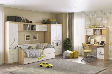 Детский шкаф для одежды Форсаж MKF-02 Дуб сонома/белый