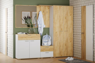 Прихожая Санти набор №1 Белый/Дуб Крафт Золотой