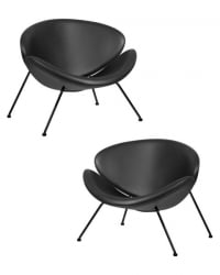 Кресло дизайнерское DOBRIN EMILY (черный винил YP16, черное основания) 2 шт