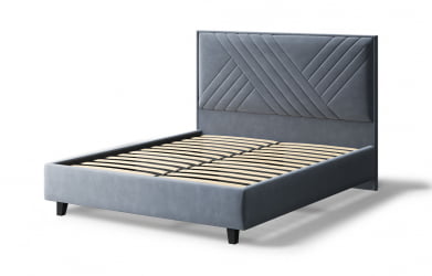 Кровать МИРА 2000*1400мм (на опорах), велюр Бренди лайт 28 (серый), (б/основания, б/матраса)