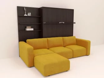 Диван дсп (лдсп) Смарт 1 с пуфом 3-в-1 1600 левый Ясень шимо темный