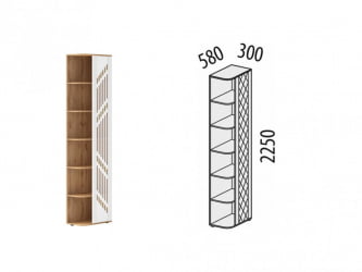 Стеллаж Монако 903.17 Дуб Вотан / Белый шпон / Альпийский белый