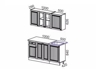Кухонный гарнитур Хозяюшка 1,5 м Белый/Мускат глянец