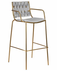 Стул барный DOBRIN MILLER GOLD (cветло-серый велюр (135-37))