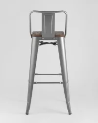 Стул барный Tolix Wood 75.5  со спинкой Серебристый