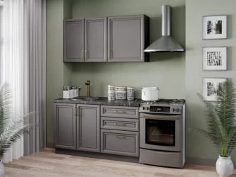 Тумба кухонная 800 с 2 ящиками ЛЮКС (4) Джелатто ЛД 241.920.000.165 Черный Оникс серый