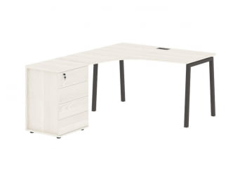 Стол эргономичный с тумбой (левый) EDIS ELCET 1318 L ЯсеньТраун Мокко