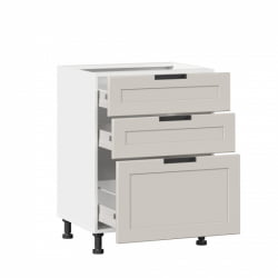 Тумба кухонная 600 с 3 ящиками ЛЮКС (4) Джамис ЛД 296.910.000.122 Белый Кашмир