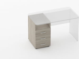 Тумба встраиваемая в стол на 3 ящика с нишей Glassy 3.12.12 Дуб сантана светлый