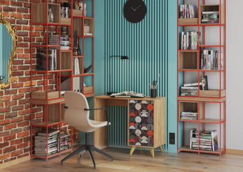 Стол письменный с тумбой СП-006 дуб крафт золотой/VINIL