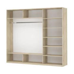 Шкаф-купе трехдверный Прайм 1800 Белое стекло/Зеркало/Белое стекло Дуб сонома