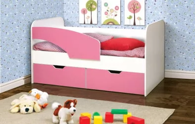 Кровать детская Дельфин 800*1900 Белый/Светло-розовый