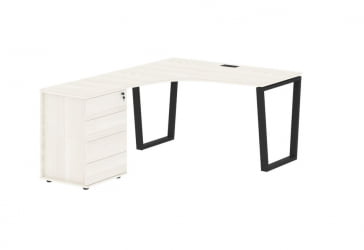 Стол эргономичный с тумбой левый EDIS EVCET 1318 L Ясень Траун Черный