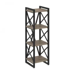 Стеллаж на регулируемых опорах - 4 полки LOFT VR.L-MST.O-4.4 Металл черный Тиквуд темный