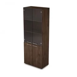 Шкаф стеллаж высокий со стеклом TAIM-MAX 4Ш.005.3 Брауни