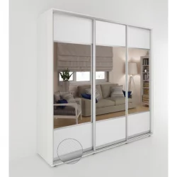 Шкаф-купе 3 двери с зеркалом Акцент-Дуэт КВ 2400х600 Выбеленное дерево