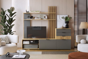 Гостиная ГК03Бери дуб крафт золотой/графит