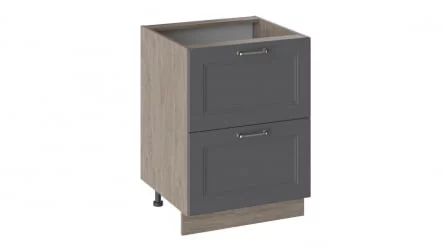 Шкаф напольный с 2-мя ящиками Одри Н2Я(Т)_72-60_2Я Дуб Сонома трюфель/Серый шелк