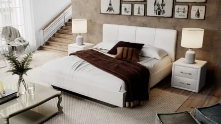 Кровать Элис с мягкой обивкой  тип 1 Светлая