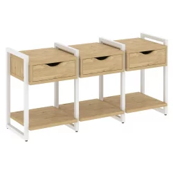 Тумба на регулируемых опорах наборная. Вариант №4 LOFT VR.L-TN-4.O Металл белый Тиквуд светлый