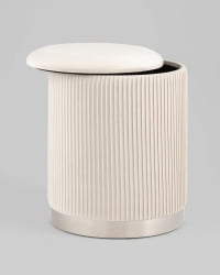 Пуф Шарлотта с ящиком велюр бежевый серебро основание