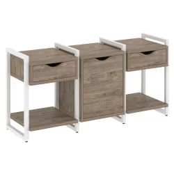 Тумба на регулируемых опорах наборная. Вариант №6 LOFT VR.L-TN-6.O Металл белый Тиквуд темный