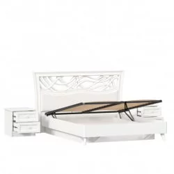Кровать двуспальная 1600 с подъемным механизмом Джулия с тумбами Белая