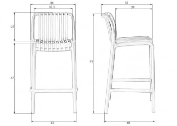 Стул полубарный DOBRIN CHLOE Черный