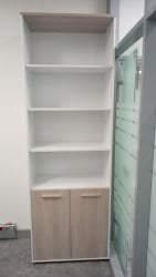 Шкаф 5 широкий верх открытый, низ закрытый Deka 10.23.111 Дуб Сантана светлый/Белый