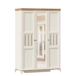 Шкаф трехстворчатый с зеркалом Вилладжио Алебастр/Дуб золотой