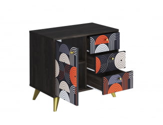 Комод Фьюжн КМ-002 АРТ Угольный камень/VINIL